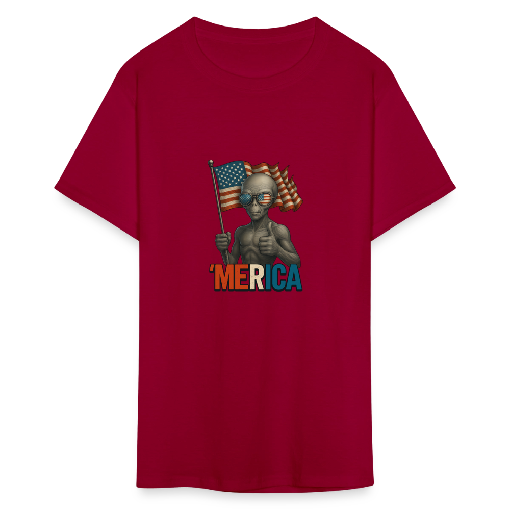 Thumbs Up Merica Alien 4th of July Funny and Patriotic Unisex Classic T-Shirt - dark red