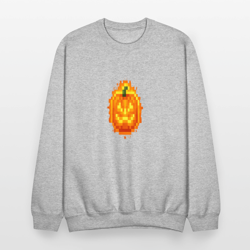 Pixel Pumpkin Power Up Halloween Retro 8 Bit Gamer Crewneck Sweatshirt - heather gray