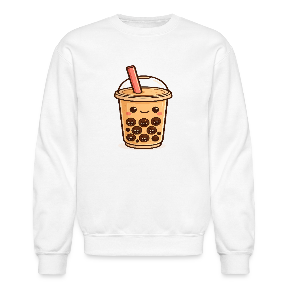 Kawaii Bubble Tea Monster Meme Crewneck Sweatshirt - white