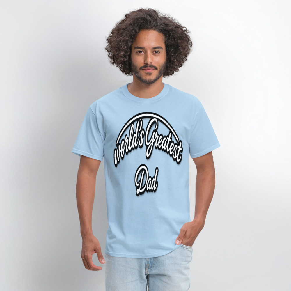 Dad Appreciation T Shirt: Worlds Greatest Dad Script - powder blue
