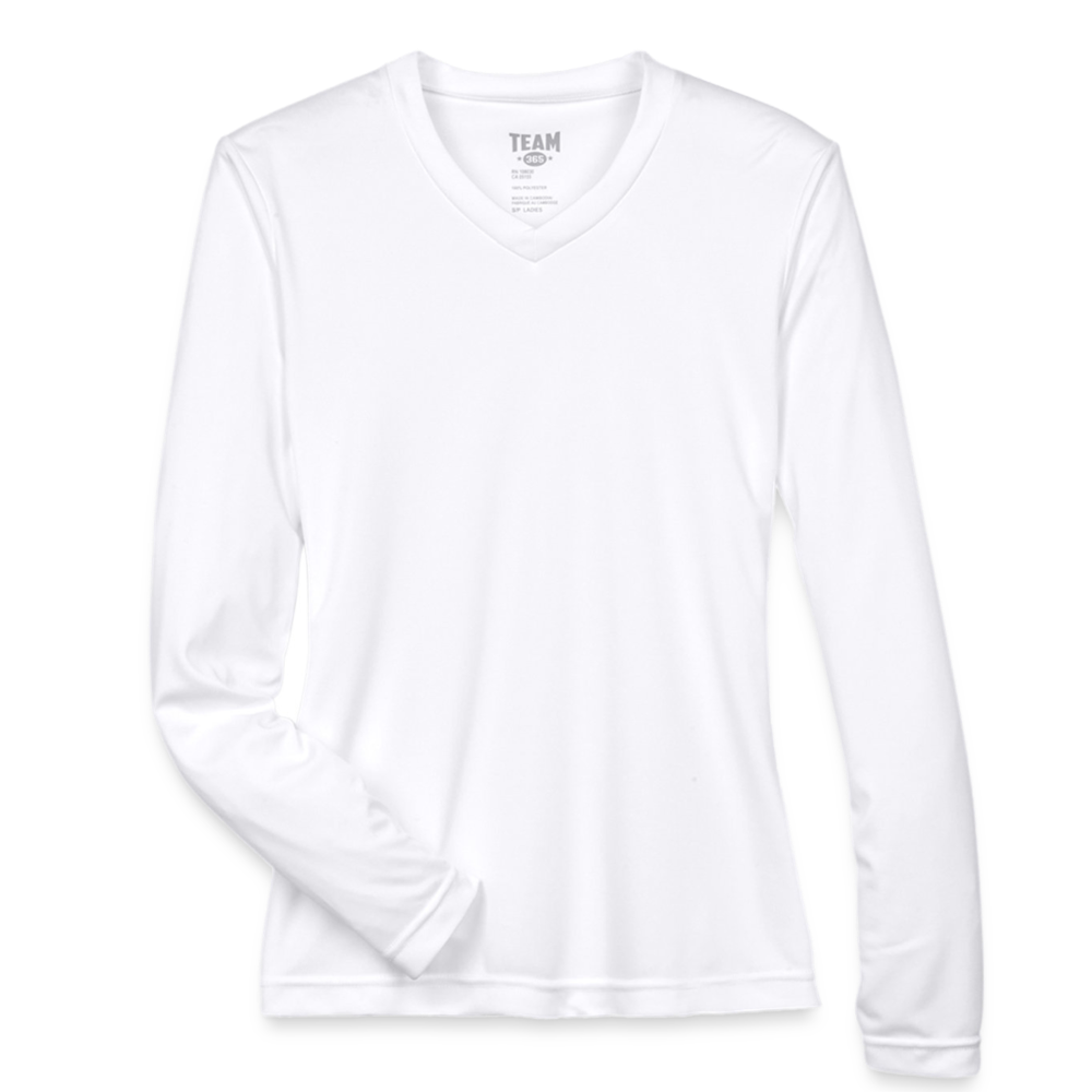 Customizable Ladies' Zone Performance Long-Sleeve T-Shirt ADD YOUR OWN PHOTO, IMAGES, DESIGNS, QUOTES AND MORE - white