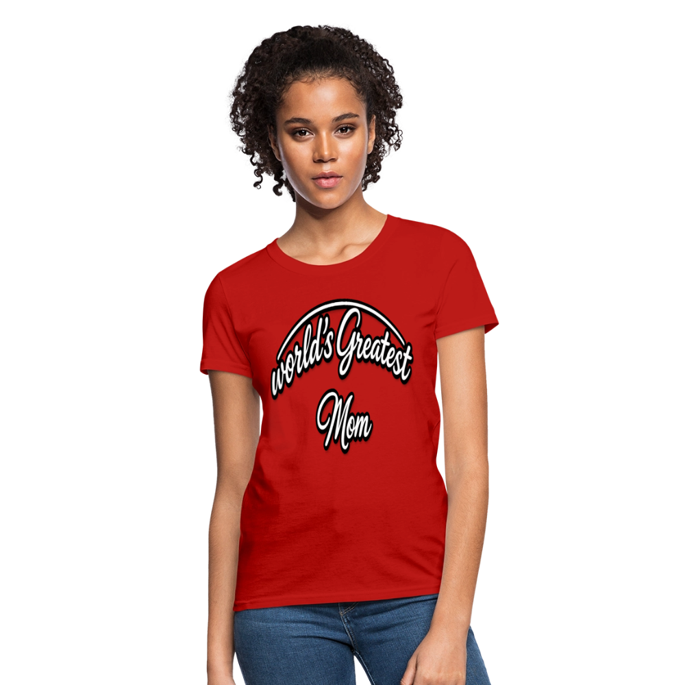 World's Greatest Mom Script Quote Women's T-Shirt - red