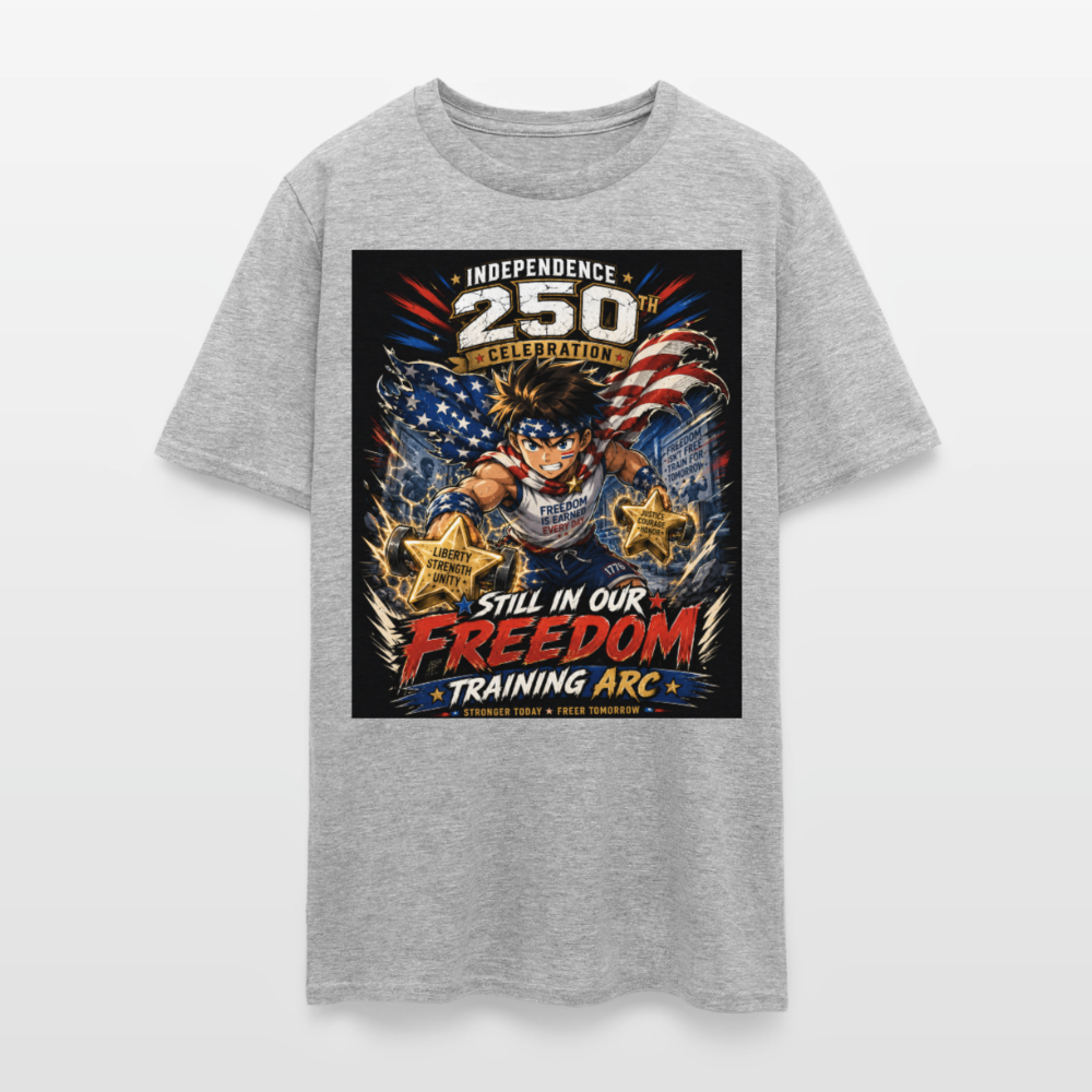 Patriotic T Shirt for July 4th Fans: Anime Hero Graphic - heather gray