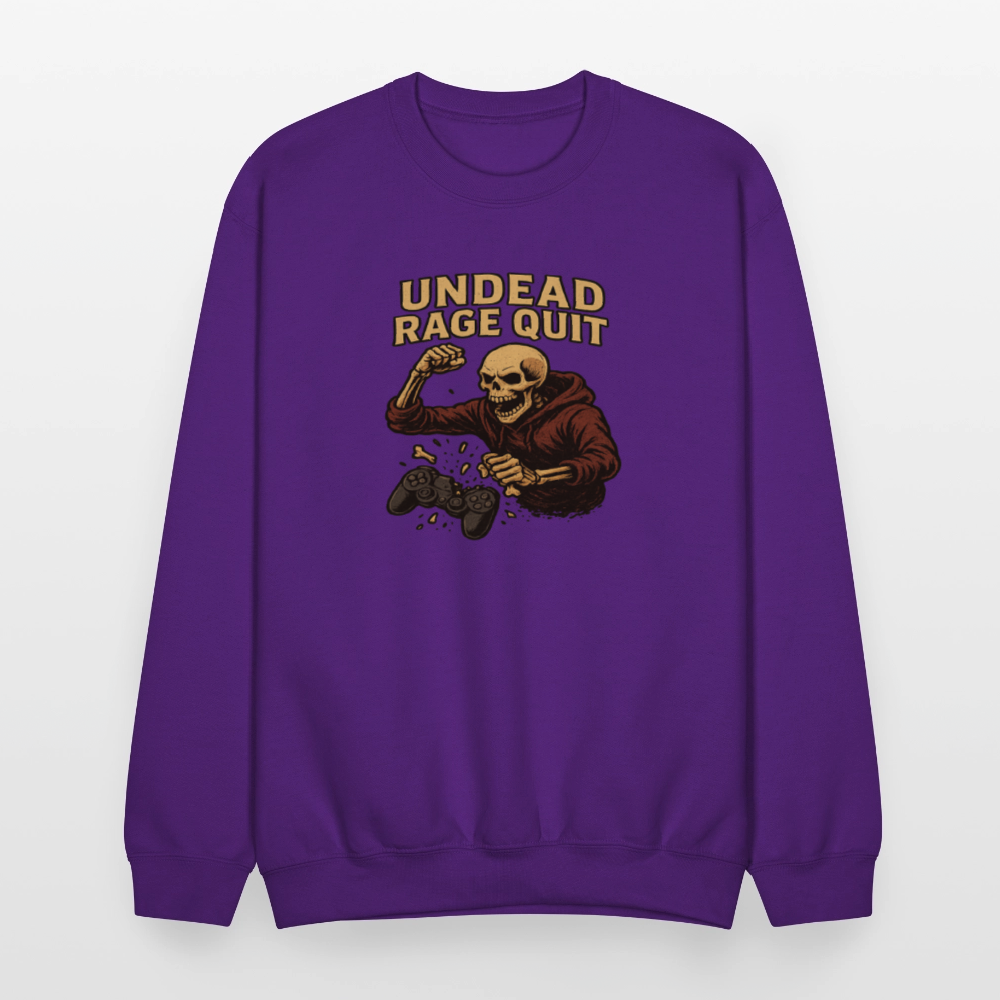 Undead Rage Quit Gamer Meme Crewneck Sweatshirt - purple