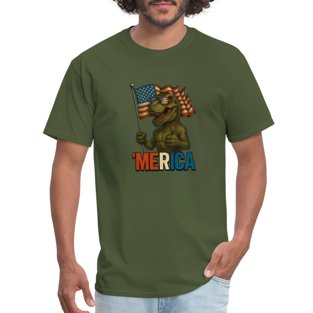Thumbs Up Merica T Rex 4th of July Funny and Patriotic Unisex Classic T-Shirt - military green