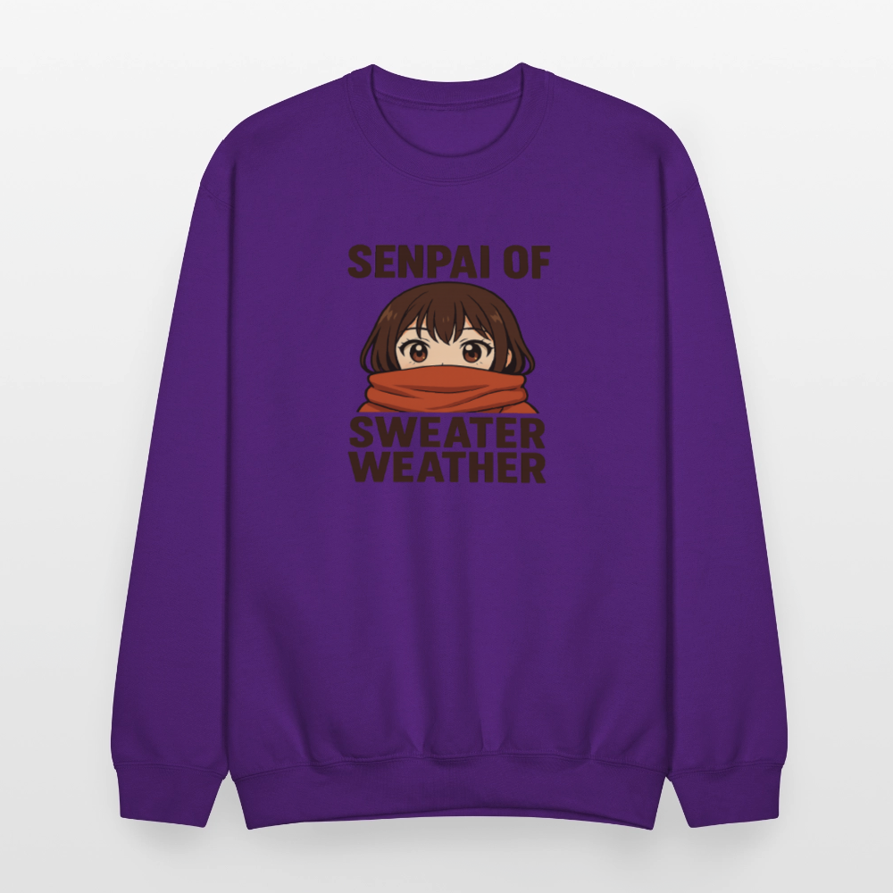 Senpai of Sweater Weather Anime Meme Crewneck Sweatshirt - purple