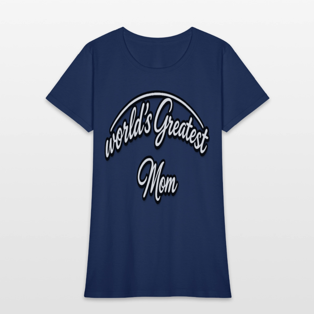 World's Greatest Mom Script Quote Women's T-Shirt -  blue dusk
