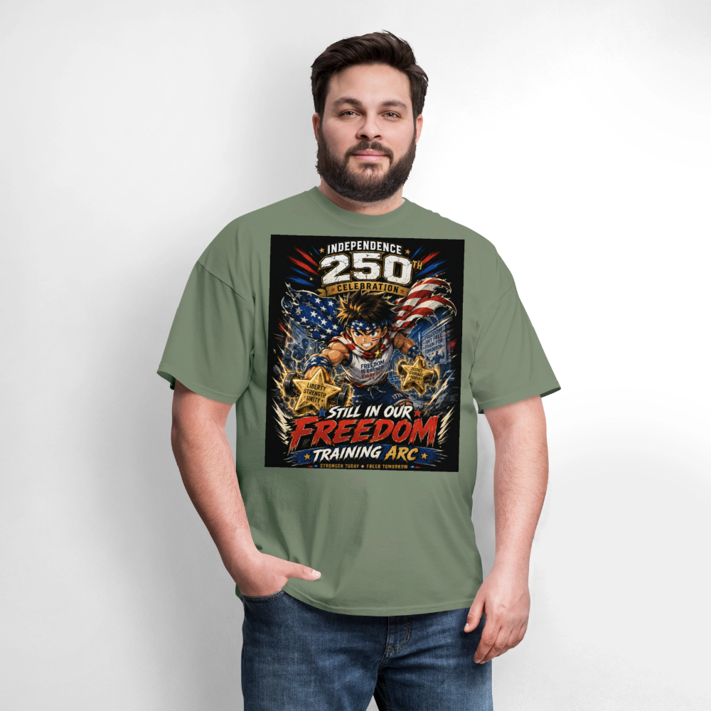 Patriotic T Shirt for July 4th Fans: Anime Hero Graphic - military green