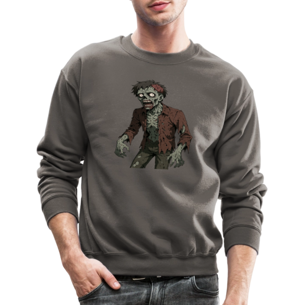 Creepy Zombie Horror Art Crewneck Sweatshirt - asphalt gray