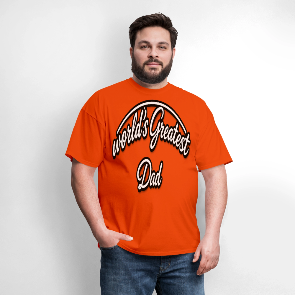 Dad Appreciation T Shirt: Worlds Greatest Dad Script - orange
