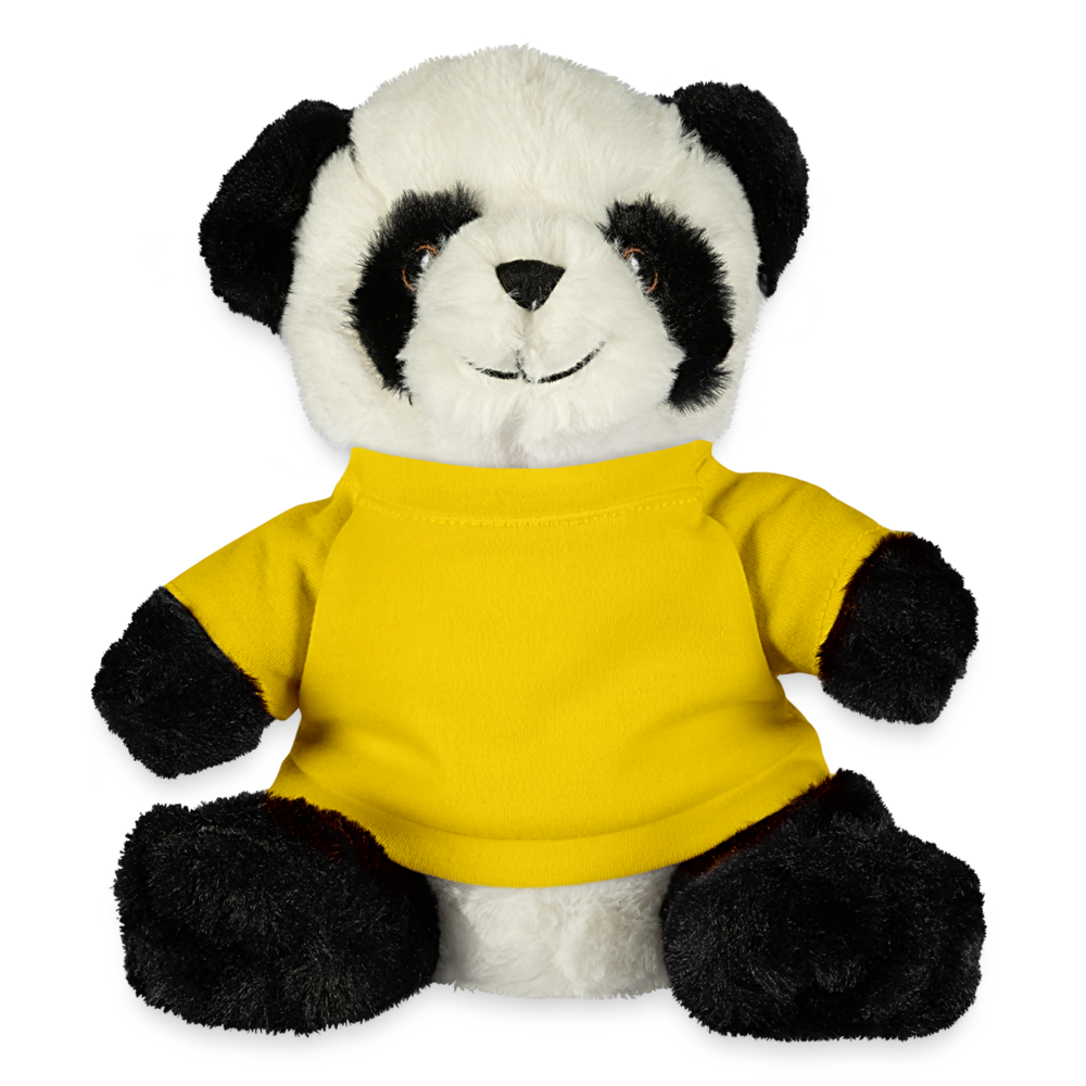 Customizable Panda Bear Plushie ADD YOUR OWN PHOTO, IMAGES, DESIGNS, QUOTES AND MORE - yellow