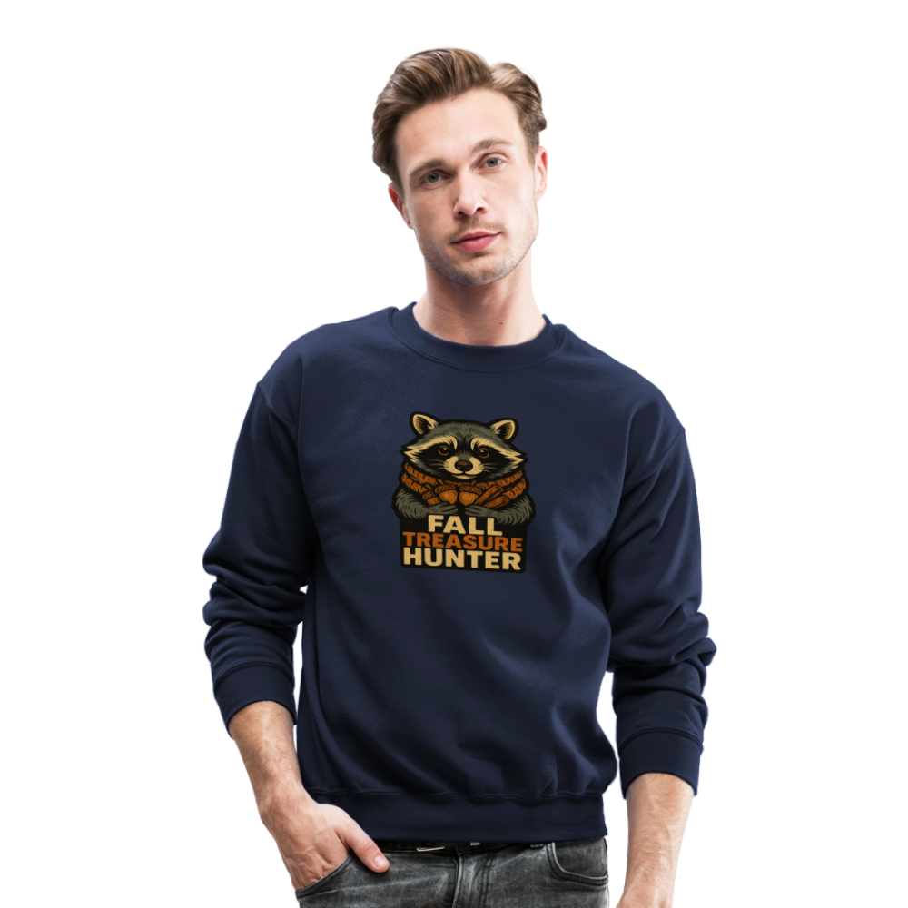 Raccoon Fall Treasure Hunter Crewneck Sweatshirt - navy