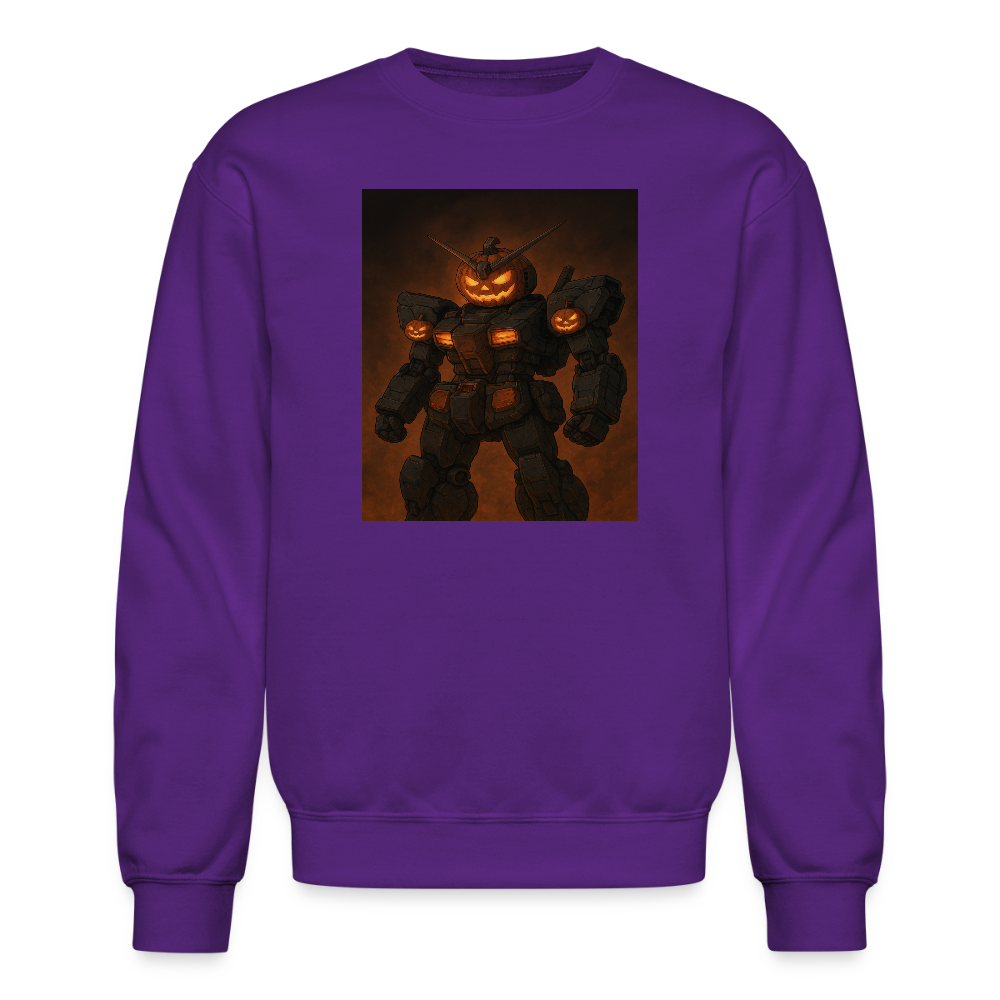 Pumpkin Mech Halloween Robot Crewneck Sweatshirt - purple