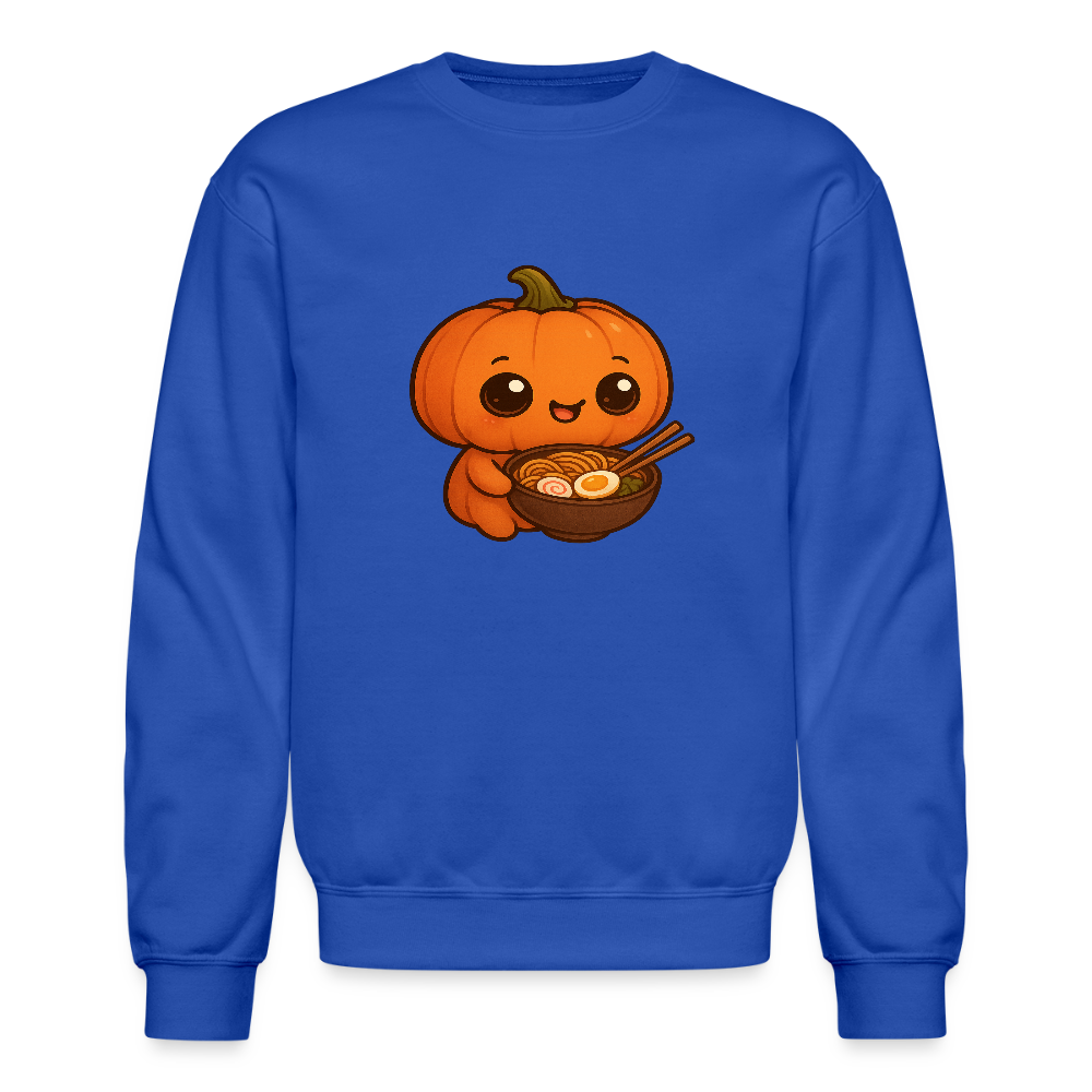 Chibi Pumpkin with Ramen Bowl Kawaii Art Crewneck Sweatshirt - royal blue