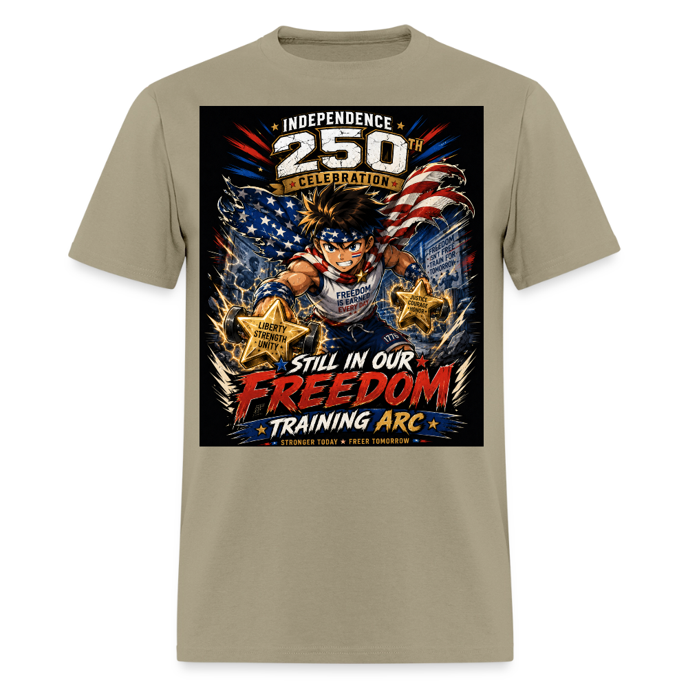 Patriotic T Shirt for July 4th Fans: Anime Hero Graphic - khaki