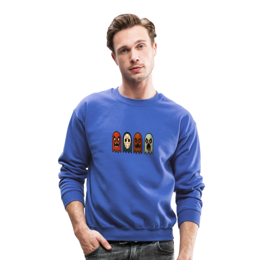 Pixel Horror Ghosts Retro Gaming Art Crewneck Sweatshirt - royal blue