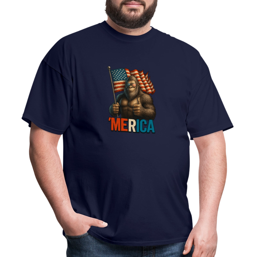 Thumbs Up Merica Big Foot 4th of July Funny and Patriotic Unisex Classic T-Shirt - navy