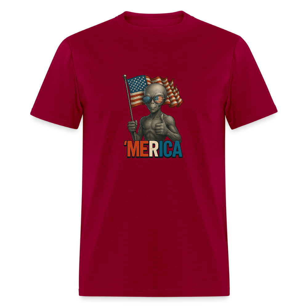 Thumbs Up Merica Alien 4th of July Funny and Patriotic Unisex Classic T-Shirt - dark red