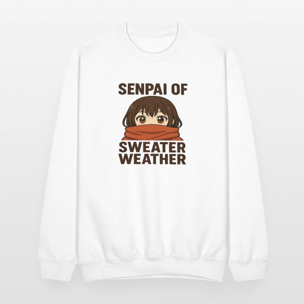 Senpai of Sweater Weather Anime Meme Crewneck Sweatshirt - white