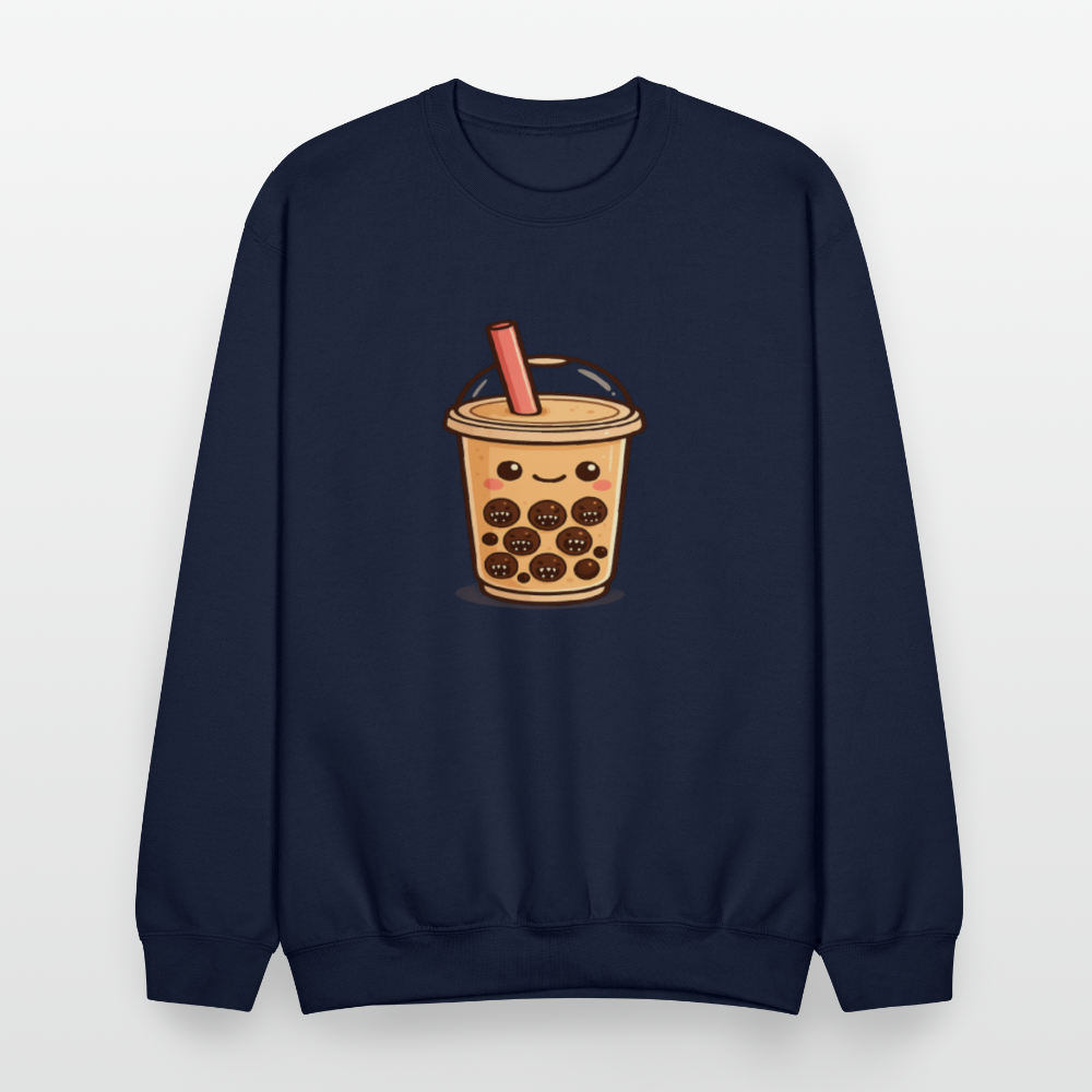 Kawaii Bubble Tea Monster Meme Crewneck Sweatshirt - navy
