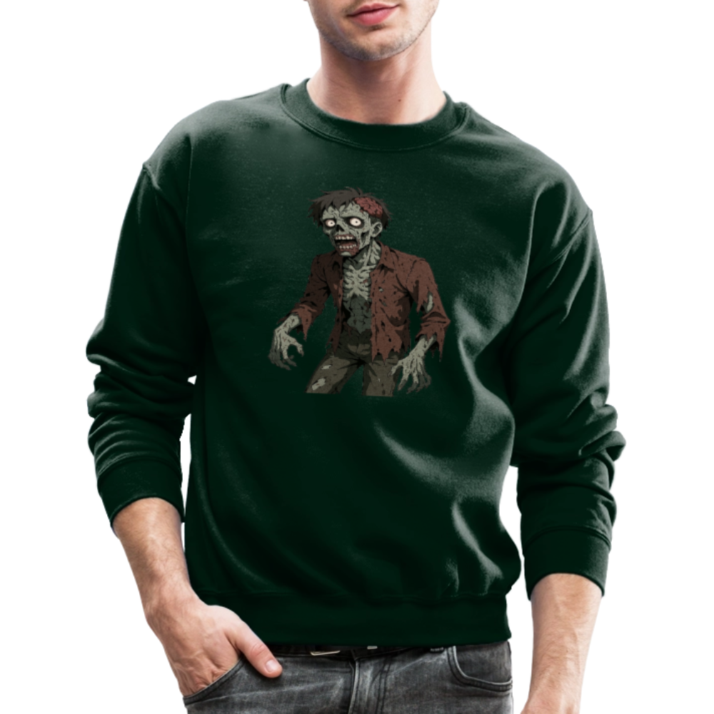 Creepy Zombie Horror Art Crewneck Sweatshirt - forest green