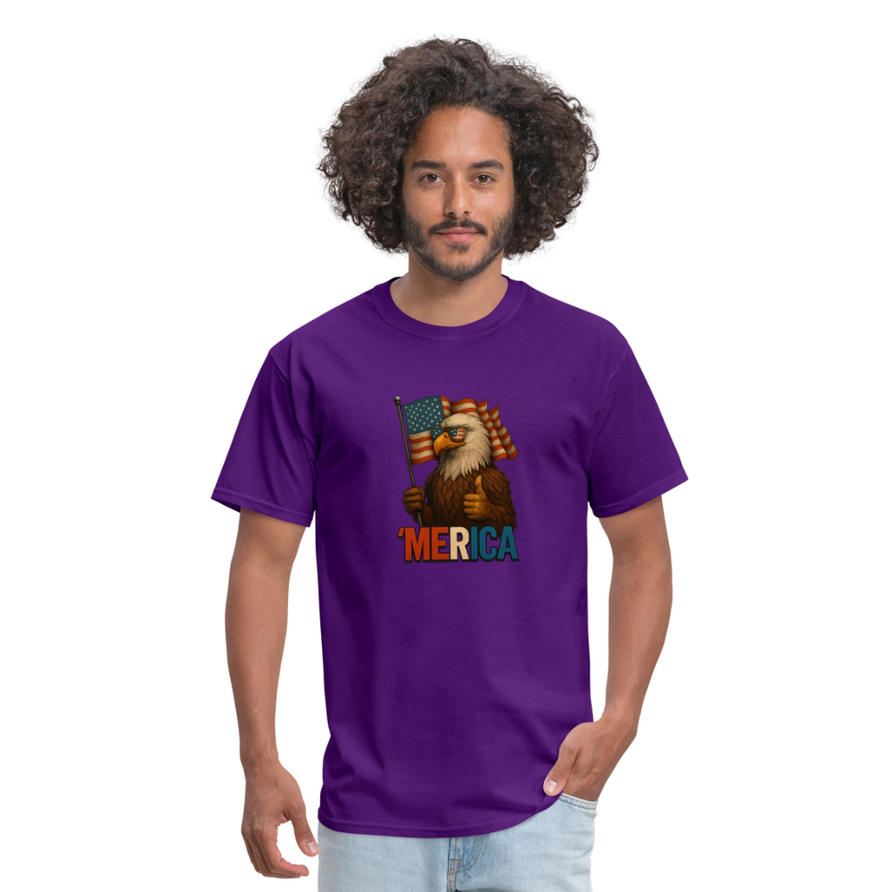 Thumbs Up Merica Eagle 4th of July Funny and Patriotic Unisex Classic T-Shirt - purple