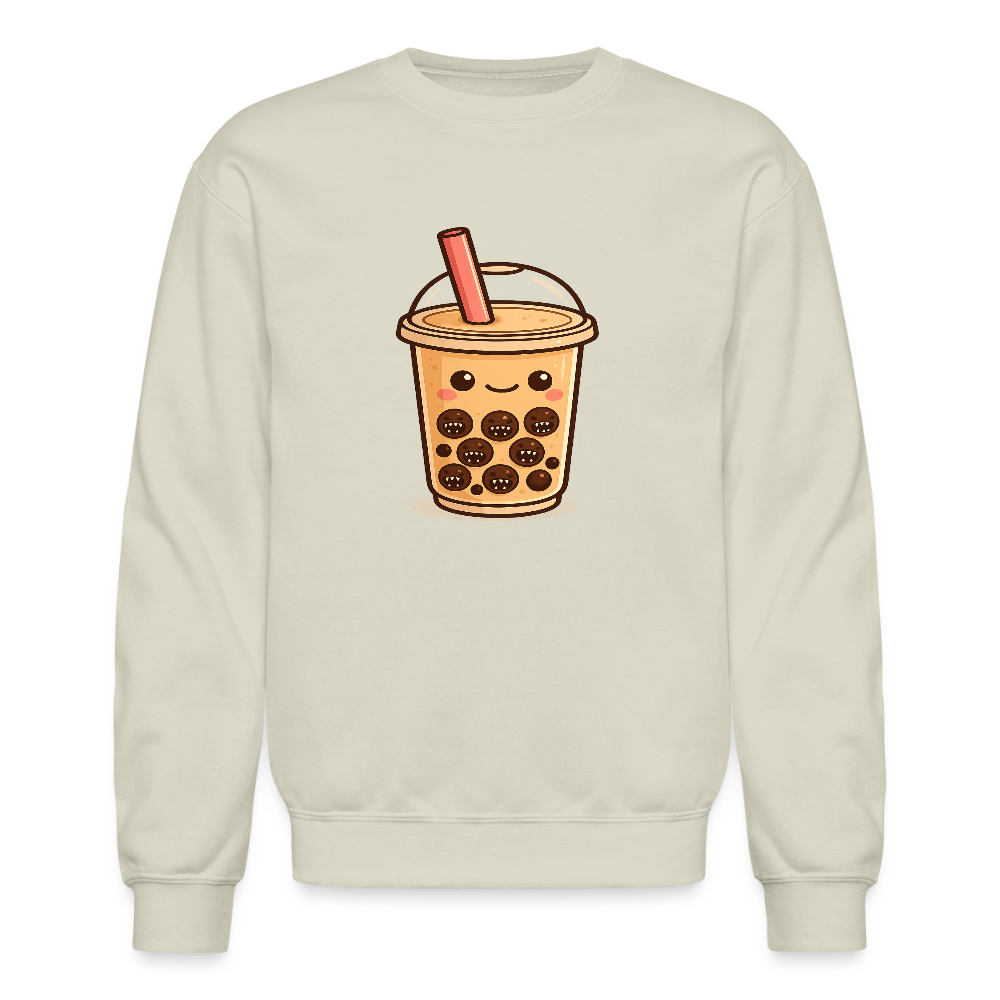 Kawaii Bubble Tea Monster Meme Crewneck Sweatshirt - Sand