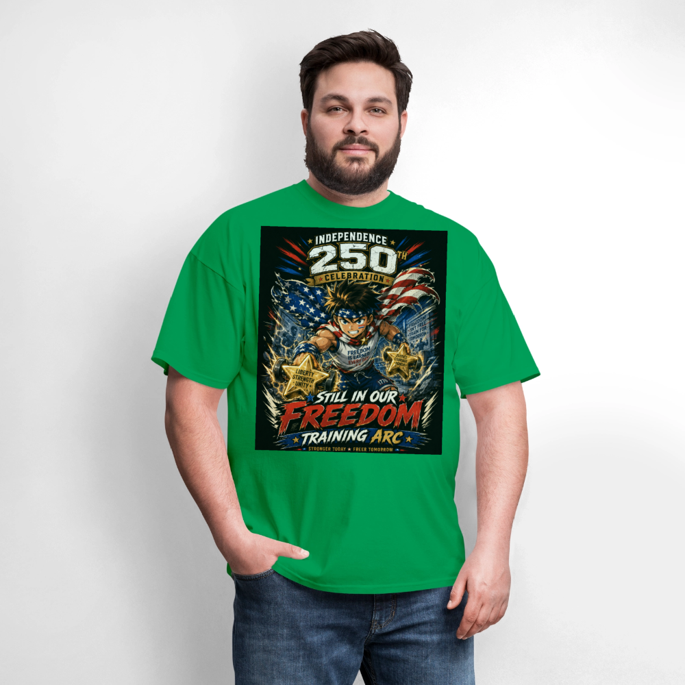 Patriotic T Shirt for July 4th Fans: Anime Hero Graphic - bright green