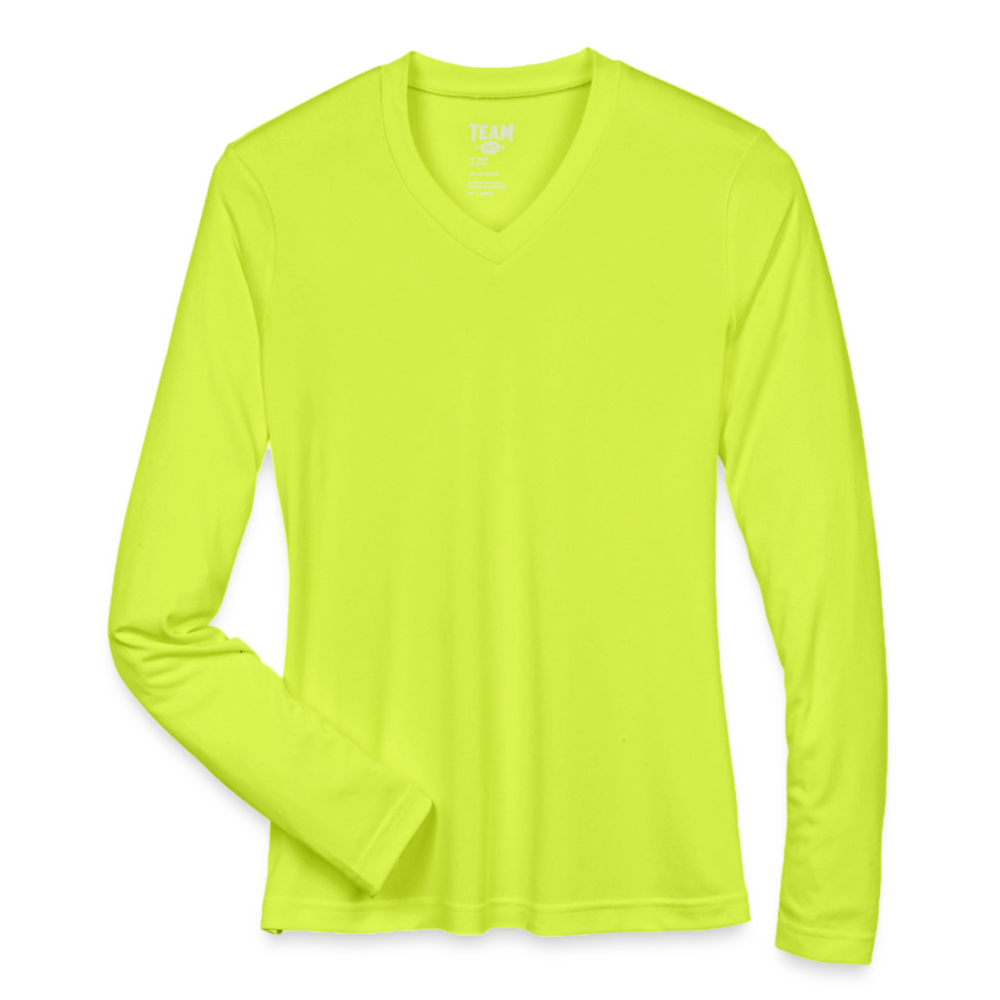 Customizable Ladies' Zone Performance Long-Sleeve T-Shirt ADD YOUR OWN PHOTO, IMAGES, DESIGNS, QUOTES AND MORE - safety yellow