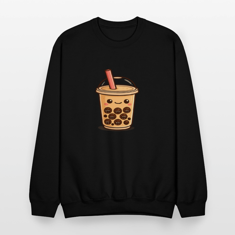 Kawaii Bubble Tea Monster Meme Crewneck Sweatshirt - black