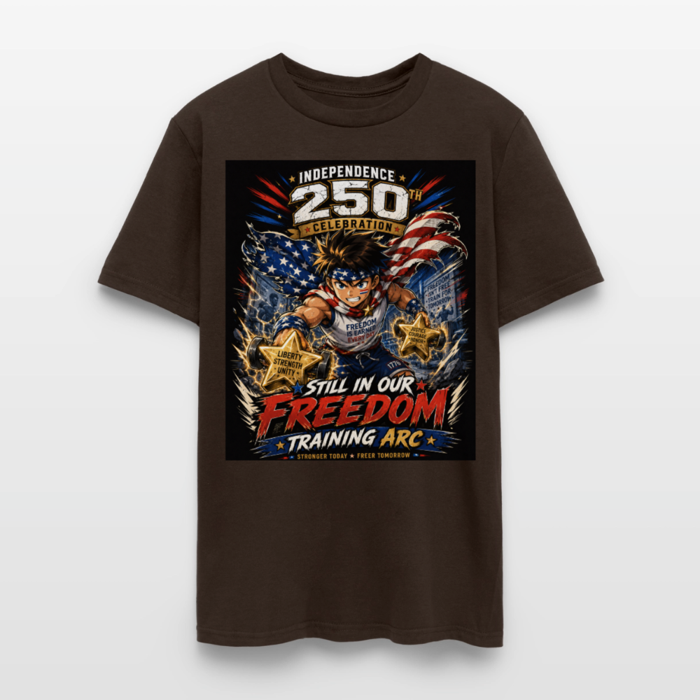 Patriotic T Shirt for July 4th Fans: Anime Hero Graphic - brown