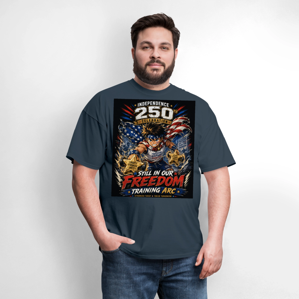 Patriotic T Shirt for July 4th Fans: Anime Hero Graphic -  blue dusk