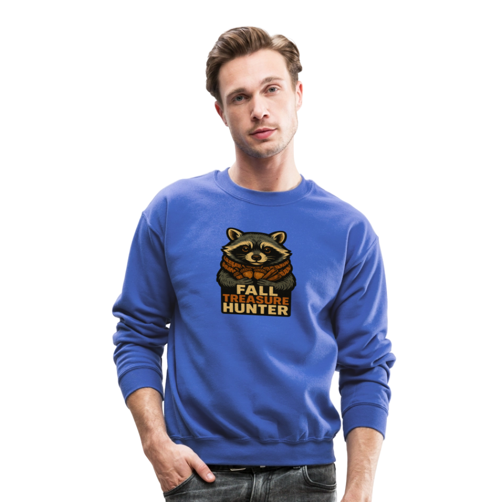 Raccoon Fall Treasure Hunter Crewneck Sweatshirt - royal blue