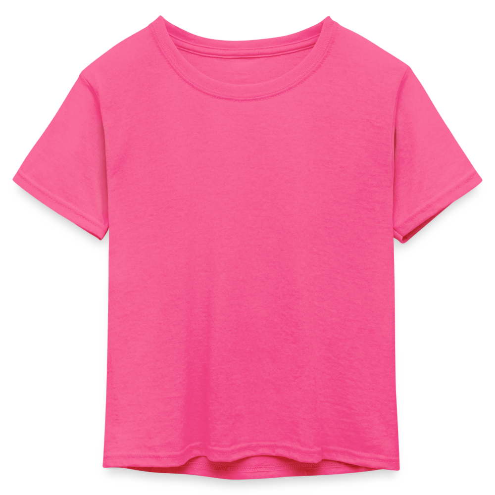 Customizable Kid's 50/50 Neon T-Shirt ADD YOUR OWN PHOTO, IMAGES, DESIGNS, QUOTES AND MORE - neon pink