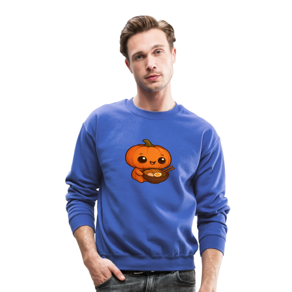 Chibi Pumpkin with Ramen Bowl Kawaii Art Crewneck Sweatshirt - royal blue