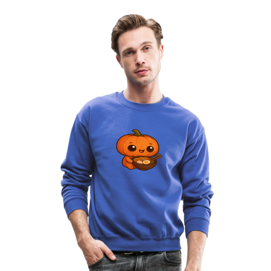 Chibi Pumpkin with Ramen Bowl Kawaii Art Crewneck Sweatshirt - royal blue