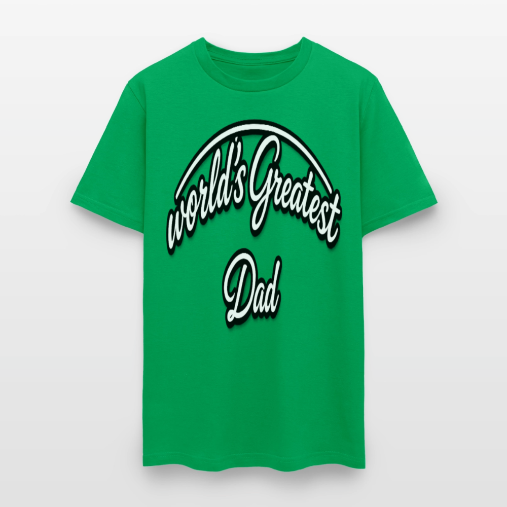 Dad Appreciation T Shirt: Worlds Greatest Dad Script - bright green
