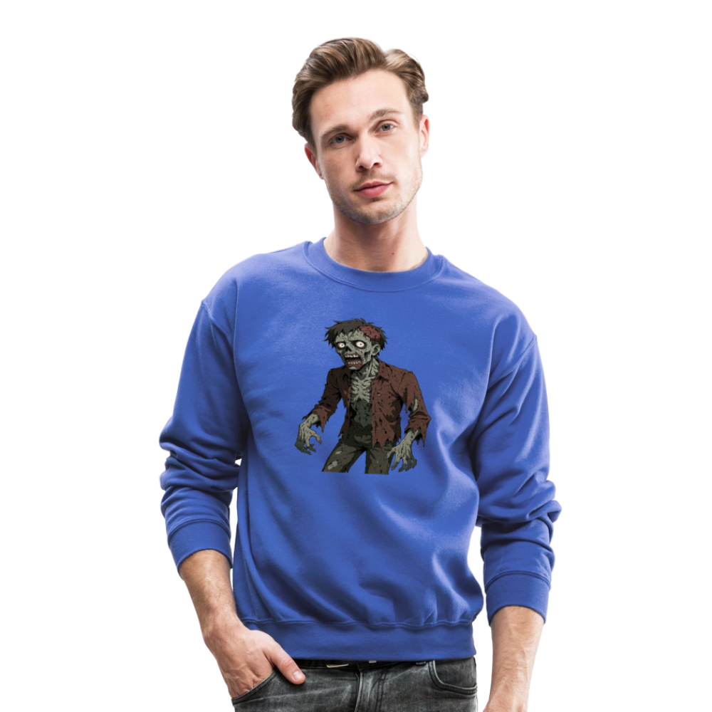 Creepy Zombie Horror Art Crewneck Sweatshirt - royal blue
