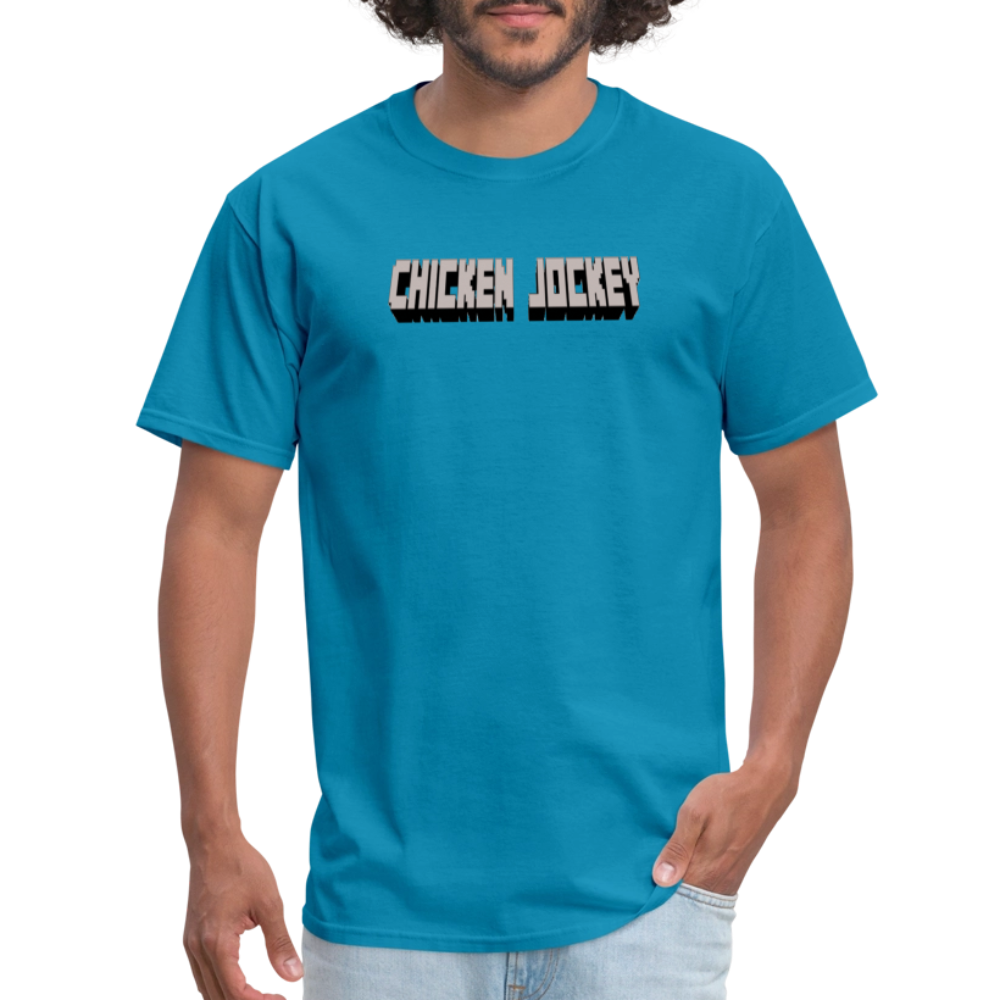 Chicken Jockey Gray Unisex Classic T-Shirt - turquoise