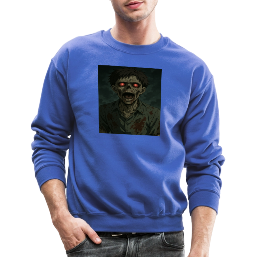 Scary Anime Zombie With Glowing Eyes Horror Art Crewneck Sweatshirt - royal blue