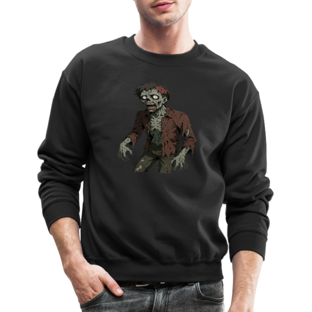 Creepy Zombie Horror Art Crewneck Sweatshirt - black
