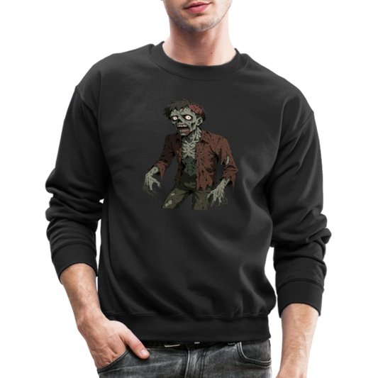 Creepy Zombie Horror Art Crewneck Sweatshirt - black