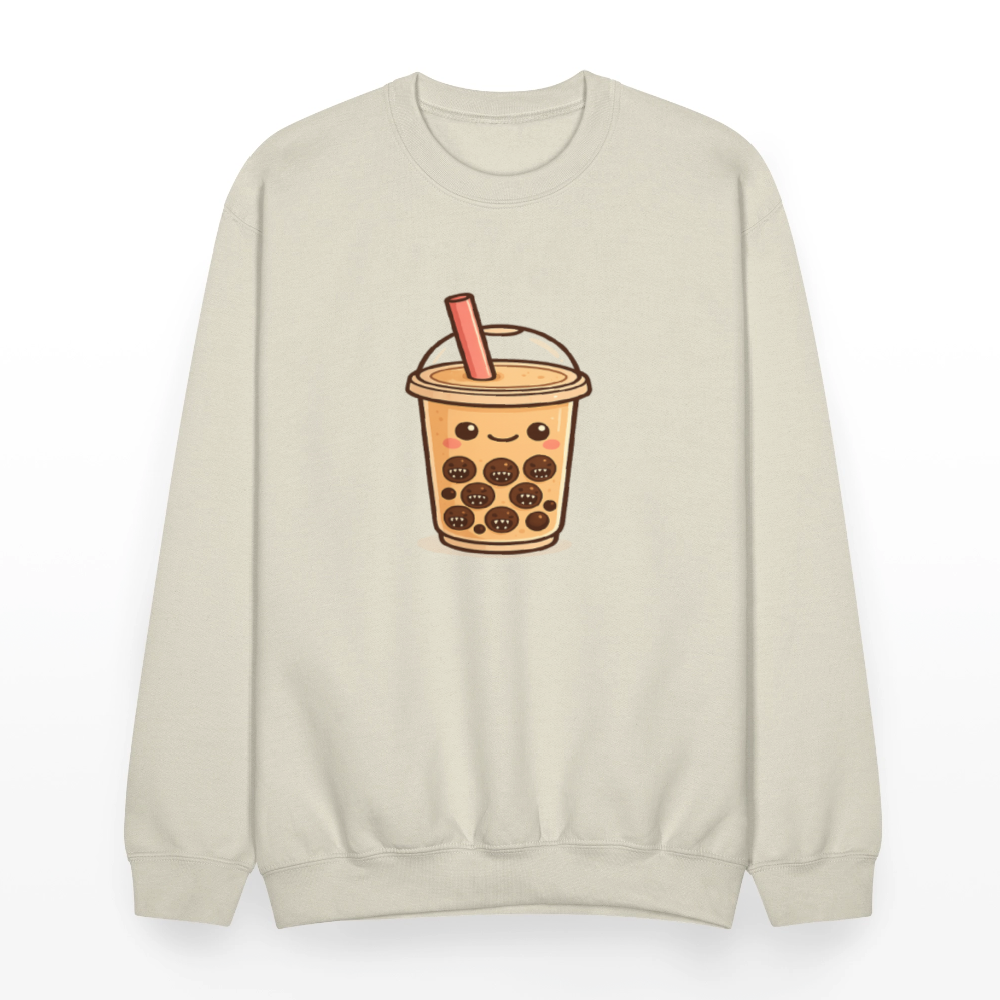 Kawaii Bubble Tea Monster Meme Crewneck Sweatshirt - Sand