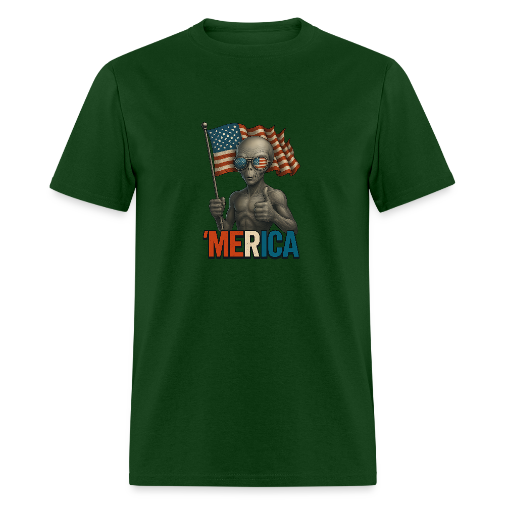 Thumbs Up Merica Alien 4th of July Funny and Patriotic Unisex Classic T-Shirt - forest green