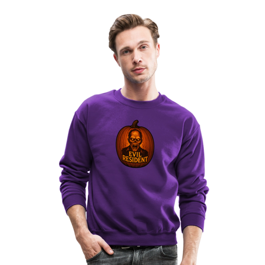 Evil Resident Zombie Pumpkin Halloween Art Crewneck Sweatshirt - purple