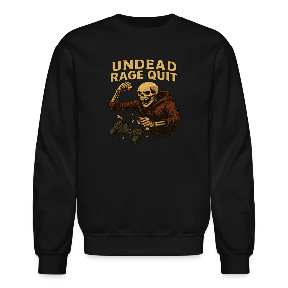 Undead Rage Quit Gamer Meme Crewneck Sweatshirt - black