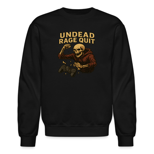 Undead Rage Quit Gamer Meme Crewneck Sweatshirt - black