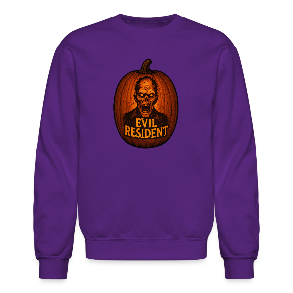 Evil Resident Zombie Pumpkin Halloween Art Crewneck Sweatshirt - purple