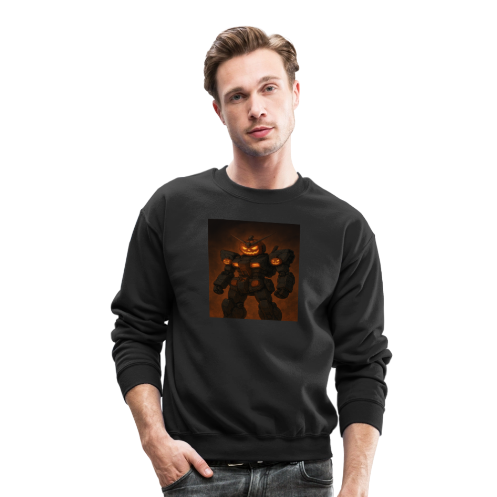 Pumpkin Mech Halloween Robot Crewneck Sweatshirt - black