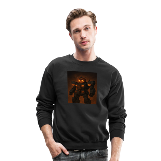 Pumpkin Mech Halloween Robot Crewneck Sweatshirt - black